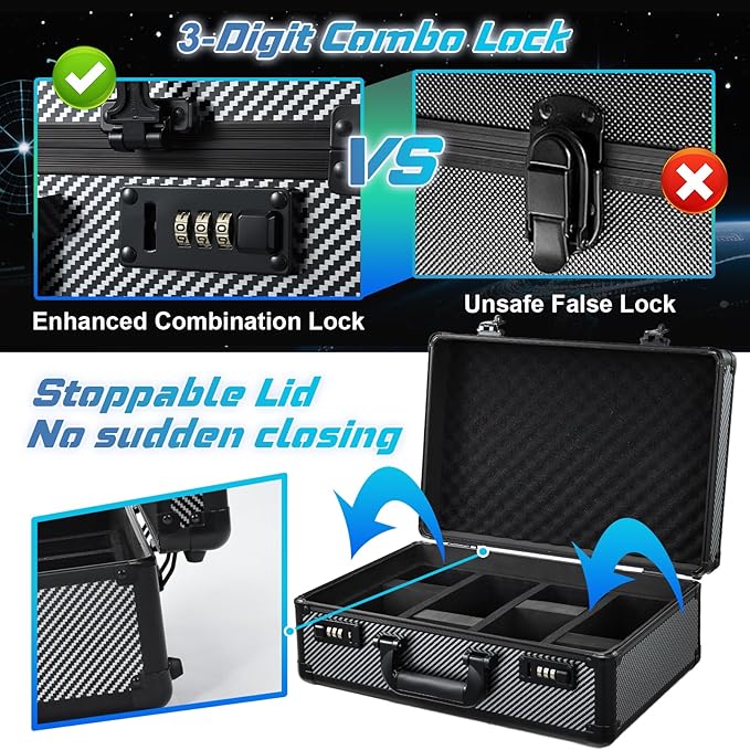 Large Graded Card Storage Box 4-Row with Combo Lock - Sports Trading Cards Case for 150+ Slabs, 540+Toploaders or 1500+ Loose Cards - Image 6
