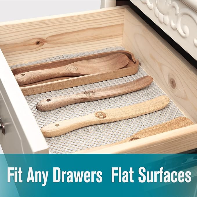 Shelf and Drawer Liner, Non-Adhesive Non Slip and Grip Durable Clean Pad Full Size 17.7 Inches x 20 Feet for Drawers, Shelves, Cabinets, Storage, Kitchen, Desks, Kitchenware, Tableware, Black - Image 2
