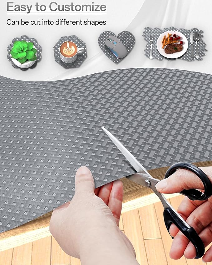 Shelf and Drawer Liner for Kitchen Cabinet, Non-Adhesive 18in x 120in Waterproof Contact Paper Refrigerator Liners Thickened Durable EVA Material Non Slip Mat for Dresser Cupboard Pantry Protector - Image 6