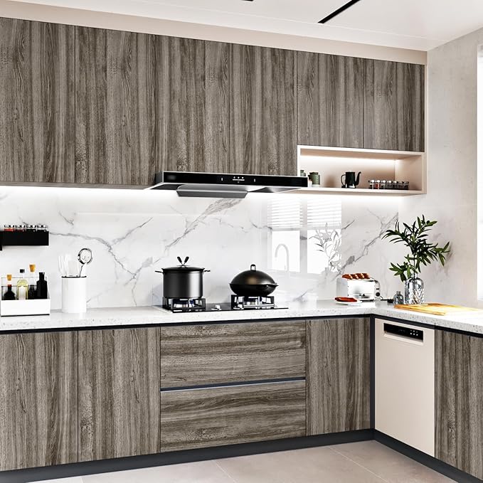 WESTICK Brown Wood Countertop Peel and Stick Wood Wallpaper Vintage Wood Contact Paper Self Adhesive Rustic Wooden Vinyl Wrap for Countertops Tables Bathroom Cabinets 15.8” x 78” - Image 4