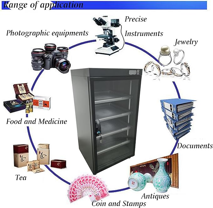 Automatic Digital Camera Dehumidify Storage 100L Dry Cabinet Box Storage 5 Layers Dry Cabinet with Tempered Glass for Camera & Lens Equipment Saving Storage Noiseless & Energy Saving Cabinet - Image 8