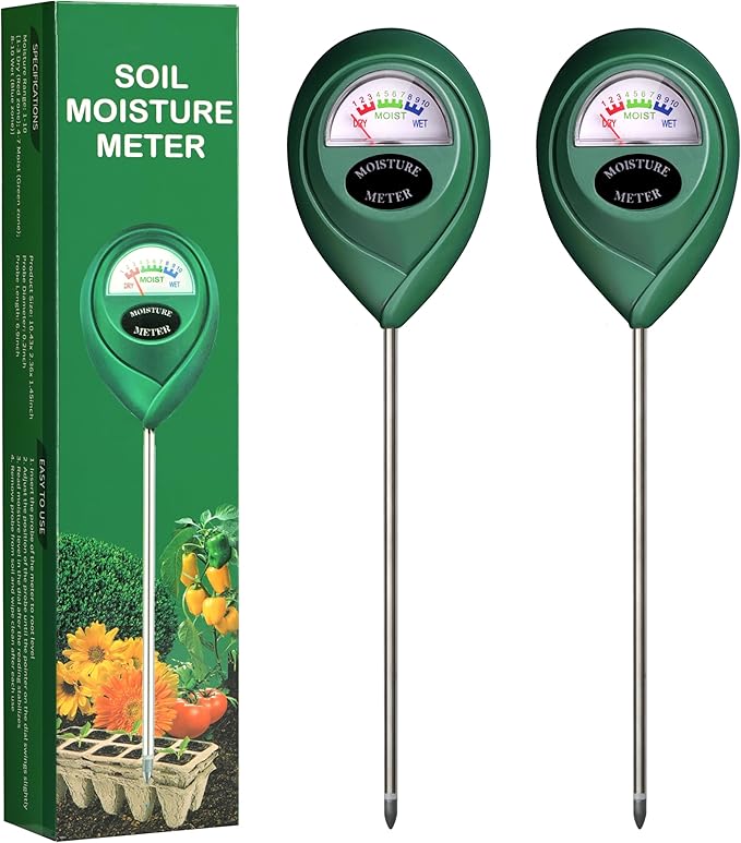 iPower 2-Pack Soil Moisture Meter for Plant Water Test Hygrometer Monitor for Garden, Lawn, Farm, Indoor and Outdoor Use, Tester, Green by iPower