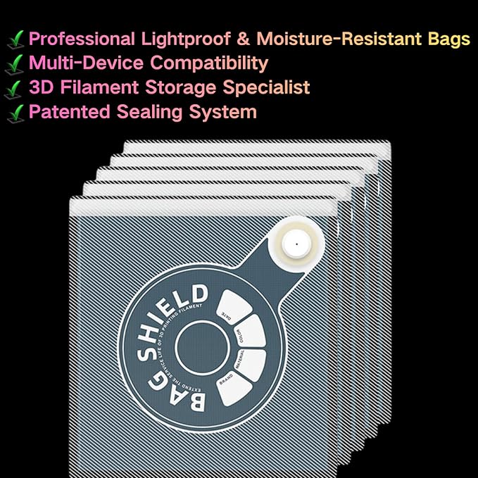 Filament Vacuum Storage Kit 3D Filament Vacuum Storage Bags with USB Pump 20 Packs Light-Proof Vacuum Sealed Bags+ 2Clips, Moisture-Proof Bags for Bambu Filament Storage Bags Spool Sealing - Image 6