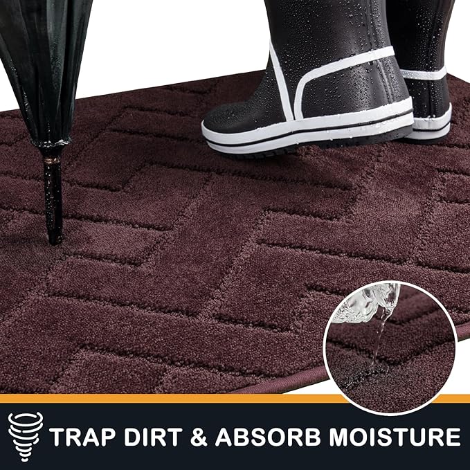 PURRUGS Dirt Trapping Door Mat 32" x 47", Non-Slip Machine Washable Entry Rug, Dog Doormat, Indoor Front Door Mat, Super Absorbent Entryway Rug for Muddy Shoes & Paws, Burgundy Red - Image 5