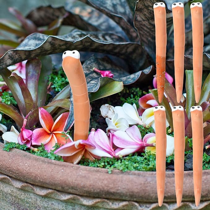 6 Pcs Water Sensor Ceramic Worm The Potting Shed Worm Water Sensor Plant Decoration Moisture Monitor Gardening Houseplant Humidity Meter Fun Gardening Gift for Your Potted Plant (6 Inch) by Relaxweex