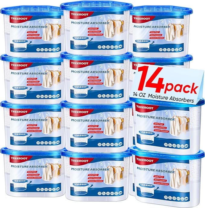 14 Pack Moisture Absorbers, 14 OZ Humidity Absorber Bucket, Moisture Absorbers for Closet, Dehumidifier Bucket for Wardrobes, Kitchens and Bathrooms, Fragrance Free Humidity Absorber by Unknown