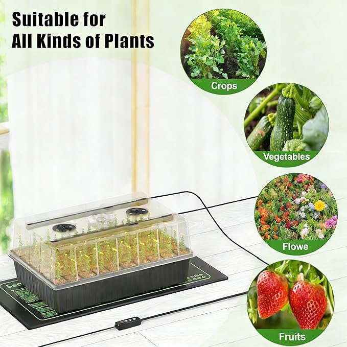 60 Cell Self-Watering Seed Starter Tray with Grow Light and Heat Mat,Seed Starter Kit,Humidity Domes,Auto Timer,Flexible Brightness Seedling Starter Trays for Seed Starting & Seeds Growing - Image 9