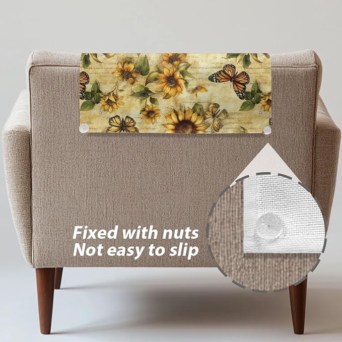 Fashion Headrest Cover for Recliner Sunflower Butterfly Portable Washable Dust Cover for Couch Wear Resistant Protector for Couch Easy to Install - Image 5