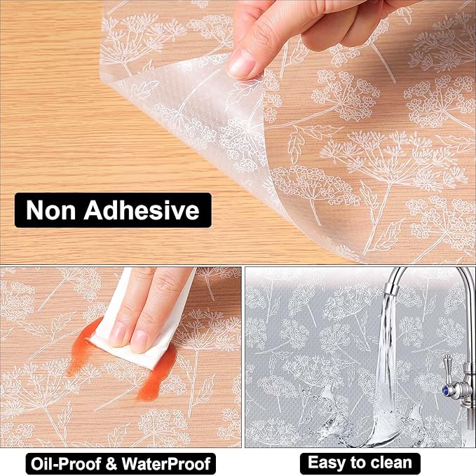 Cooyes Shelf Liners for Kitchen Cabinets, Refrigerator Liners Waterproof & Oil-Proof Kitchen Cupboard Liner Drawer Mats EVA Material Non Adhesive Fridge Liner for Shelves（17.5" W x 78.7" L） - Image 7