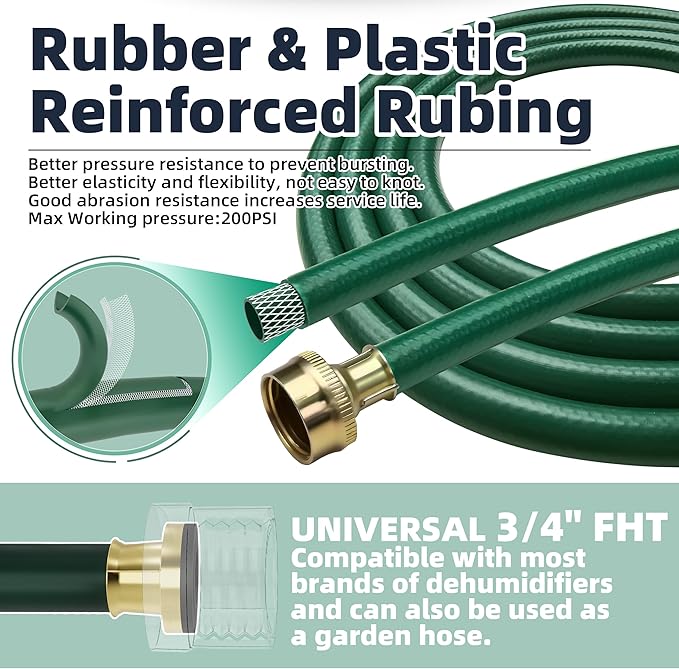 Burst-Proof Dehumidifier Drain Hose – 5 FT Green Rubber, 3/4" FHT, Heavy Duty, Flexible, Leak-Resistant for Efficient Water Drainage,CUPC and NSF-61 Certificated - Image 4