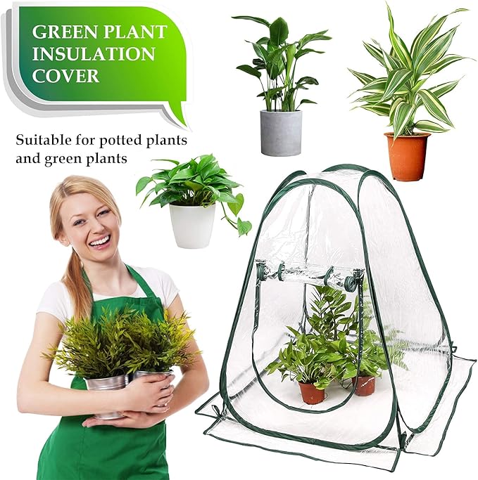 Pop up Greenhouse Cover, Transparent PVC Mini Small Grow Plant House Tent, Gardening Flowerpot Warm Room Backyard Flower Shelter for Indoor Outdoor (27"x27"x31") - Image 3
