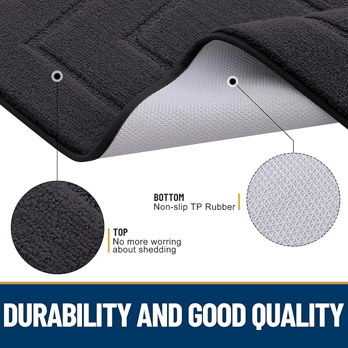 Smiry Dog Door Mat for Muddy Paws, Absorbs Moisture and Dirt, Low-Profile Entryway Mat with Non-Slip Backing, Entry Indoor Outdoor Doormat for Inside Floor (30x20 Inches, Dark Grey, Bordered) - Image 3