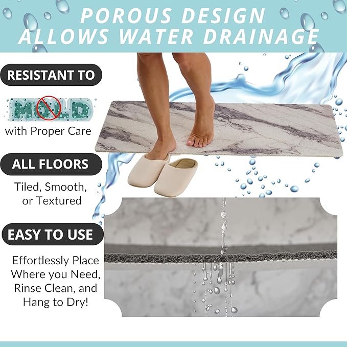 Non Slip Bathtub Mat Shower Mat for Tub - Loofah Bath Mats for Bathroom - 40x16 Bathtub Floor Mat - Textured Anti Slip Bath Mat Without Suction Cups - Secure Mat for Wet Areas (40x16 Marble Gray) - Image 4
