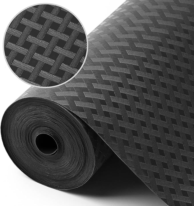 Shelf Liners for Kitchen Cabinets Refrigerator Liners Waterproof & Oil-Proof Kitchen Cupboard Liner Non-Slip Drawer Mats Non Adhesive Fridge Liner for Shelves - Black 11.8 x 59 Inch by StaHom