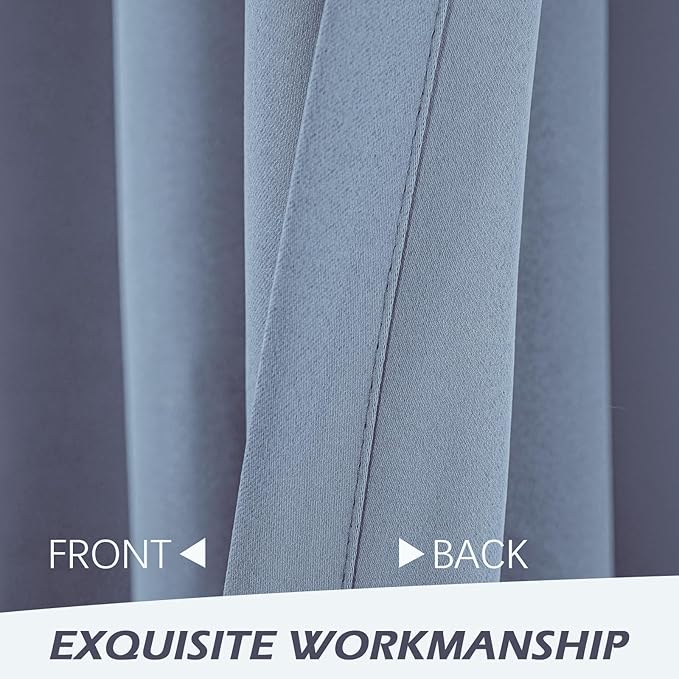 MYSKY HOME Dusty Blue Door Curtains for Doorway Closet and Living Room - 72 Inch Long Blackout Curtain with Grommet, Room Darkening, Thermal Insulated, 1 Panel, 52 x 72 Inch - Image 5