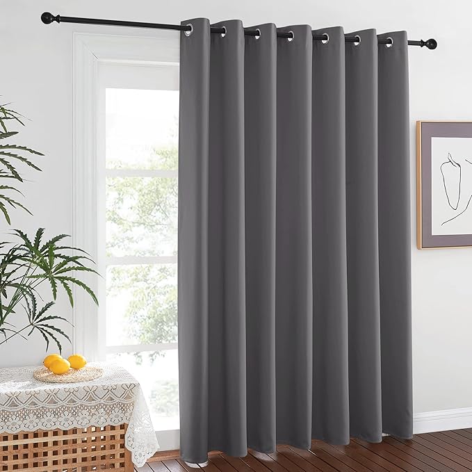 NICETOWN Room Dividers Curtains Screens Partitions, Premium Heavyweight Laundry Room Divider for Office, Vintage and Sliding Room, Including 16 Silver Ring Top (1 Panel, 15ft Wide x 7ft Long, Gray) - Image 7