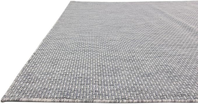 Unique Loom Collection Casual Transitional Solid Heathered Indoor/Outdoor Flatweave Area Rug (7' 1" x 10' Rectangle, Light Gray/Ivory) - Image 7