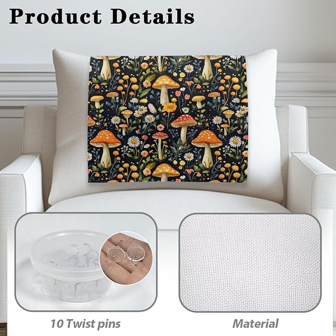 Headrest Recliner Cover Mushroom Flower Washable Dust Cover for Sofa Head Rest Portable Reusable Folding Furniture Slipcover Easy to Install - Image 4