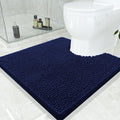 Smiry Luxury Chenille Toilet Rugs U-Shaped 24x24, Soft Absorbent Non-Slip Contour Bathroom Rugs for Toilet, Machine Washable Contoured Bath Mats, Navy Blue by Smiry