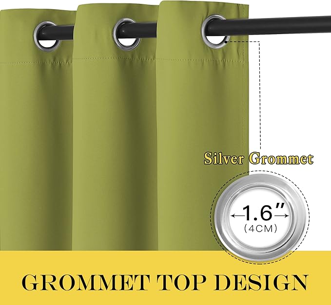 NICETOWN Blackout Curtains for Sliding Glass Door Room Divider Noise Reduce Curtain Panel Portable Window Screen Sliding Partition, W100 x L102 inches, 1 Panel, Fresh Green - Image 6