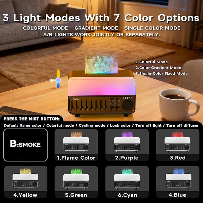 2026 4-in-1 Aroma Essential Oil Diffuser with Bluetooth Speaker Function, Humidifier, 12 Colors Night Light with 8 Nature Sounds, White Noise & Timer for Bedroom, Baby, Adults, and Kids (Black) - Image 5