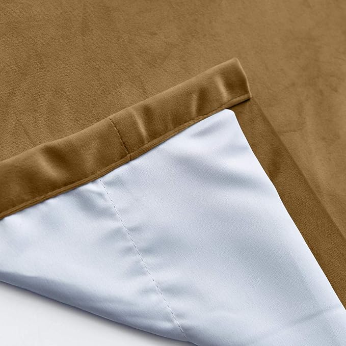 ChadMade Blackout Lined Premium Velvet Curtain Sable 50Wx108L Inch (1 Panel), Eyelet Grommet for Livingroom Bedroom Theater Studio, Leon Collection - Image 5