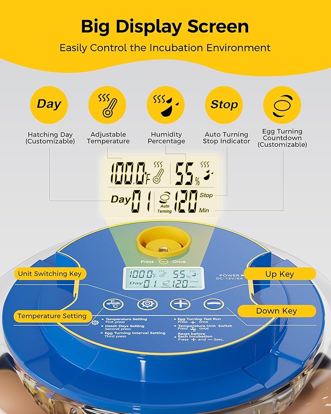 18 Incubators for Hatching Eggs, Automatic Egg Turning and Humidity Control, 360 View, Suitable for Chickens, Ducks, Quails, and Other Birds - Image 2