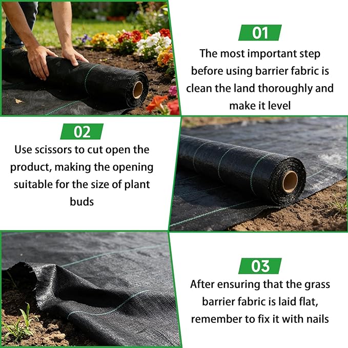 Weed Barrier Fabric Planting Cover - 3 x 200 FT Heavy Duty Landscape Fabric Ground Cover Block for Outdoor Planting - Image 7