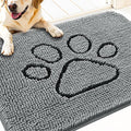 OLANLY Dog Door Mat for Muddy Paws 30x20, Paw Print Design, Absorbs Moisture and Dirt, Absorbent Non-Slip Washable Doormat, Quick Dry Chenille Mud Mat for Dogs, Entry Indoor Entryway Carpet, Grey by OLANLY