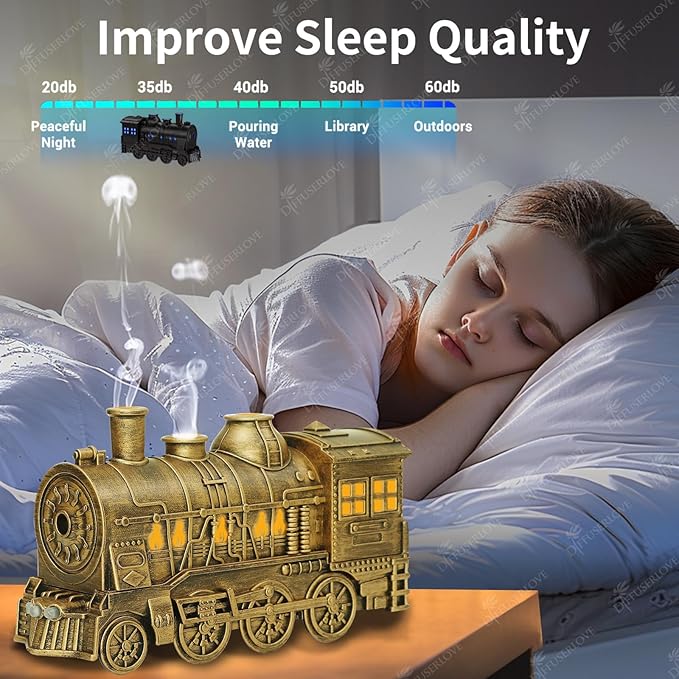 Diffuserlove Essential Oil Diffuser 300ML Train Cool Mist Humidifier Quiet Aromatherapy Diffuser with Night Light for Bedroom Desk - Image 4