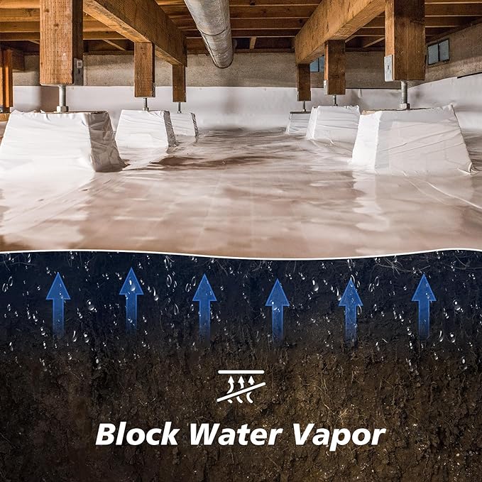 Crawl Space Vapor Barrier - 16 mil 10' x 100', Concrete Vapor Barrier, Vapor Barrier for Crawlspace Encapsulation kit, Crawlspace Liner, Roll of Heavy Duty Plastic sheeting, Black and White Panda Film - Image 2