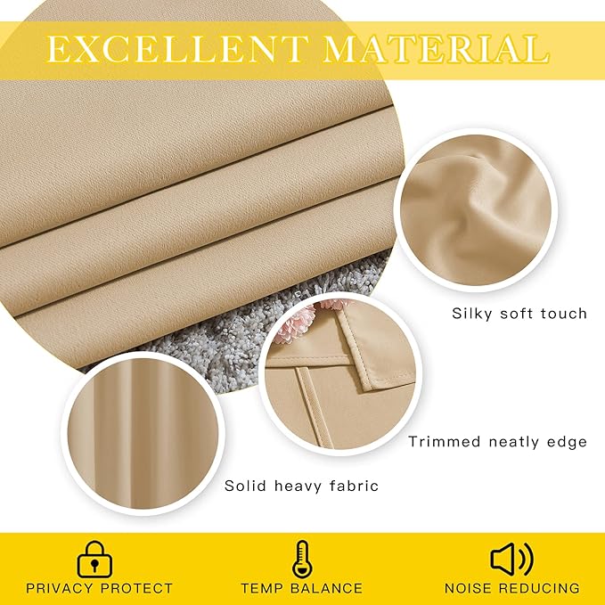 NICETOWN Sliding Door Curtain Window Treatment, Blackout Patio Door Curtain Panels Privacy Thermal Insulated Drapes for French/Patio Door (1 PC, Biscotti Beige, W80 x L95) - Image 5