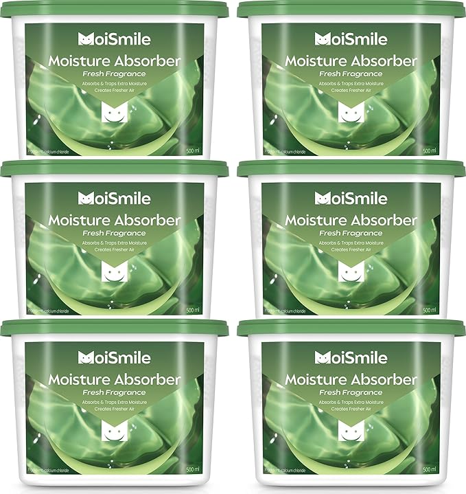 Moisture Absorbers 6 Packs, 10.8OZ Fresh Scent Efficient Humidity Absorber ＆ Odor Eliminator Boxes, Refillable Car Dehumidifier for Closet, Bathroom, Basement＆ RV by MoistureAbsorbers