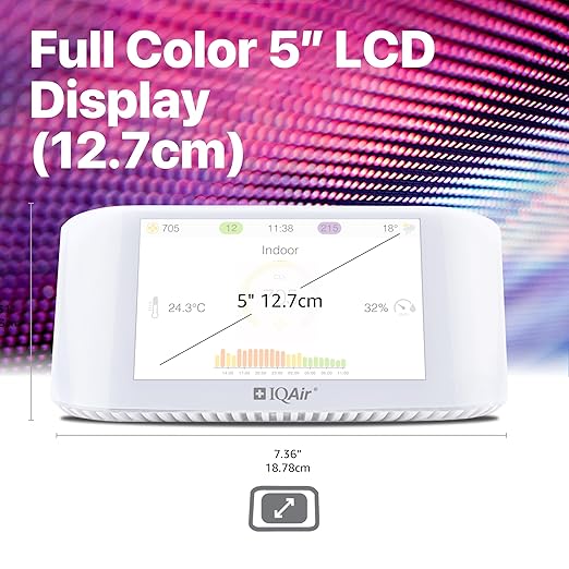 IQAir Air Quality Monitor Indoor, Swiss Design, Professional Grade, Detects PM2.5, CO2, AQI, Temperature, Humidity, Indoor Air Quality Real-Time Air Quality & Forecasting, Historic Data - Image 9