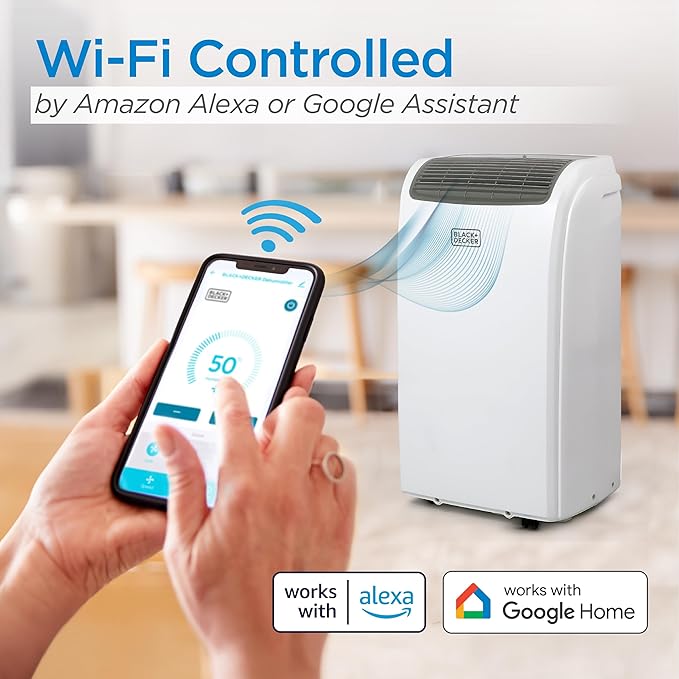 BLACK+DECKER Smart Portable Air Conditioner with Heat, 12,000 BTU Cooling, 9,000 BTU Heating for Rooms up to 550 Sq. Ft., Follow Me Remote, BPACT12HWT, White - Image 2