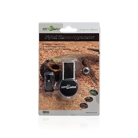 REPTI ZOO Reptile Terrarium Thermometer Hygrometer Digital LCD Display Pet Rearing Box Reptiles Tank Thermometer Hygrometer with Suction Cup - Image 4
