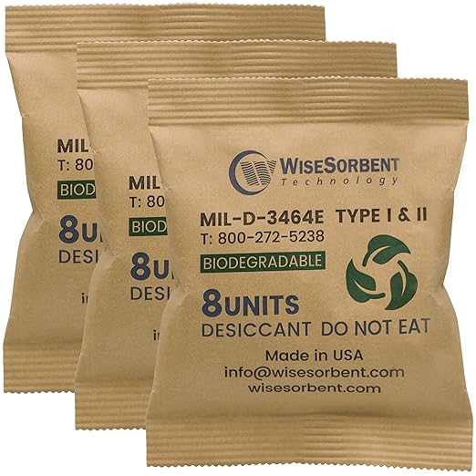 Kraft Clay Desiccants Packs for Safe, 264 Gram 2 Packs Dehumidifier for Gun Safe, Military Grade Moisture Absorbers, Conforms to MIL-D-3464E Type I & II Absorbents by Wisesorb