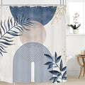 Navy Blue Boho Shower Curtain 72Wx78H Grey Modern Bohemian Abstract Leaves Plant Botanical Mid Century Minimalist Bathroom Decor Geometric Neutral Bath Curtain Fabric Polyester 12 Pack Hooks by MitpokBrand