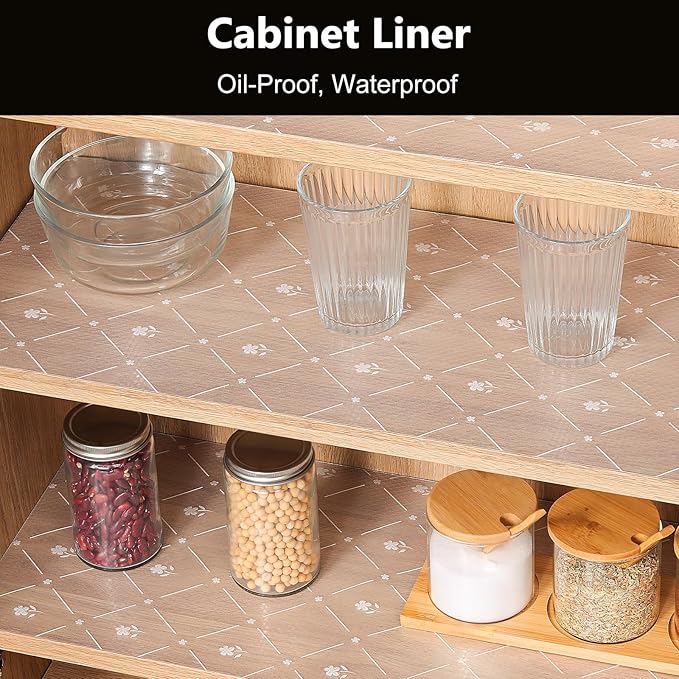 INNOLITES Kitchen Cabinet Shelf Liner, Non-Adhesive Refrigerator & Drawer Liner, Waterproof EVA with Floral, Easy to Clean & BPA-Free (White Daisy, 17.7" x 197") - Image 2