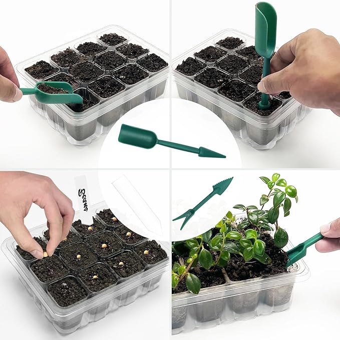 Seed Starter Tray with Plant Light, 2 Pack Grow Lights for Seed Starting Kit with Humidity Domes, Timing Controller Adjustable Brightness for Greenhouse Propagator Station Growing Transparent - Image 7