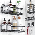 Shower Caddy Bathroom Shelves, The Athena Silken 4 Set, 40LB Capacity, Adhesive Tape No Drill - Rustproof -Gorgeous Powder Coated 304 Stainless Steel Shower Organizer for kitchen & Home Decor - Black by Tribal+Cooking