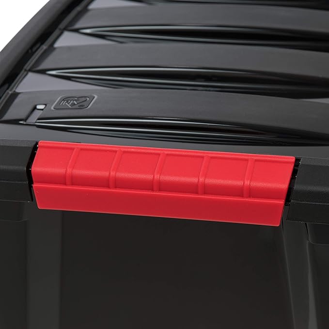 IRIS USA 13 QT Plastic Storage Box with Lid and Latches - 6 Pack - BPA-Free, Garage Organizing Solution, Durable Nestable Stackable Containers, Secure Pull Handle - Black - Image 5