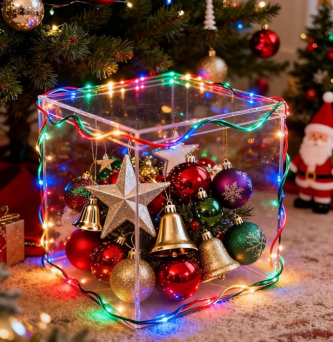 KissYou Large Acrylic Box With Lid Clear Display Boxes Acrylic Square Cube Jewelry Storage Contanier Home & Office Plastic Christmas Party Gift, Treats Boxes - Image 6
