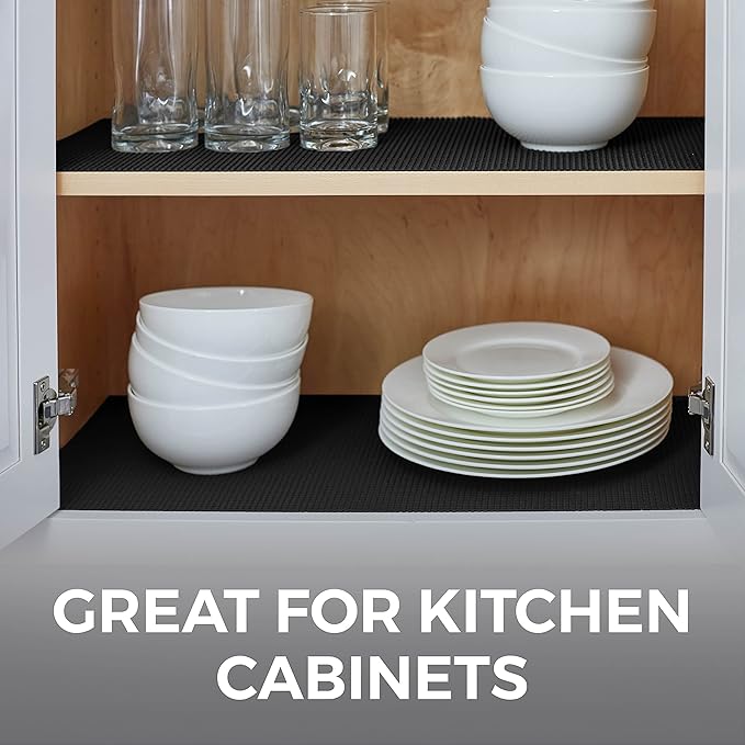 HOME GENIE Shelf Drawer and Cabinet Liner, Durable with Strong Grip, 17.5 in x 10 FT, Non Adhesive Liners Protect Kitchen Cabinets and Cupboard, Bathroom Drawers and Shelves, Desks, Pitch Black - Image 6