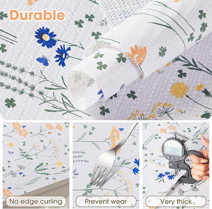 Drawer and Shelf Liner, Non-Slip Kitchen Cabinet Liners Non-Adhesive Thick Strong Grip Waterproof Washable Mats Protect Dresser Shelves Cupboard Bathroom Cabinets, Flower, 12 in X 20 FT - Image 6
