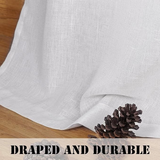 H.VERSAILTEX Light Filtering Linen Textured Curtains for Living Room Window Treatment Durable Privacy Added Draperies/Drapes/Panels/Treatment, Rod Pocket (2 Pack, 52 by 54 Inch, Heathered White) - Image 6