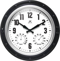Infinity Instruments Forecaster Indoor/Outdoor Wall Clock, Thermometer, Hygrometer Combo, Stylish Durable Waterproof Weather Station for Your Home, 16 Inch, Black by InfinityInstruments
