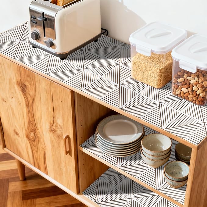FIFTY FEET 12"x120" Non-Adhesive Shelf Liner for Kitchen Cabinets and Drawers, Washable Non-Slip PVC Cabinet Liner (Brown Modern)(1 Roll) - Image 3