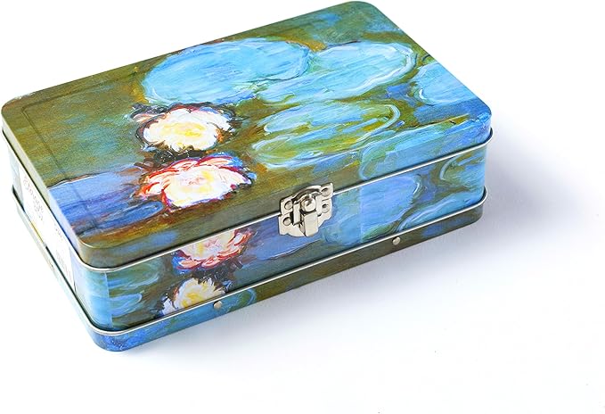 DAHO Metal Storage Box with Hinge for Office, School, Home, Makeup, Arts & Crafts and Accessories (Water Lilies) - Image 3