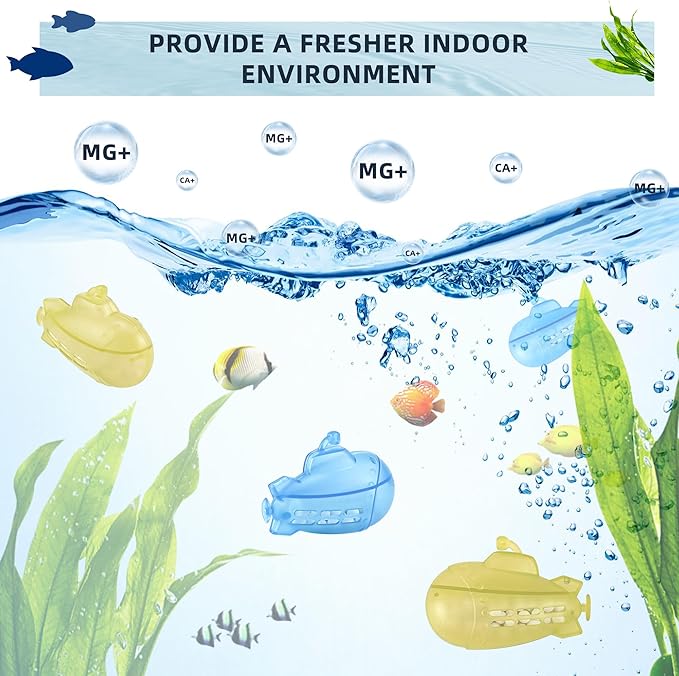 AMI PARTS Humidifier Tank Cleaner Adorable Submarine Purifie Water Soften Hard Water for Warm&Cool Most Humidifiers and Fish Tank 18-Pack (Blue& Yellow) - Image 2